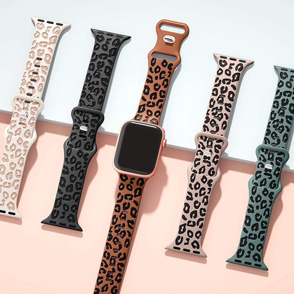 Pulseira para Apple Watch Leopard de Silicone VND