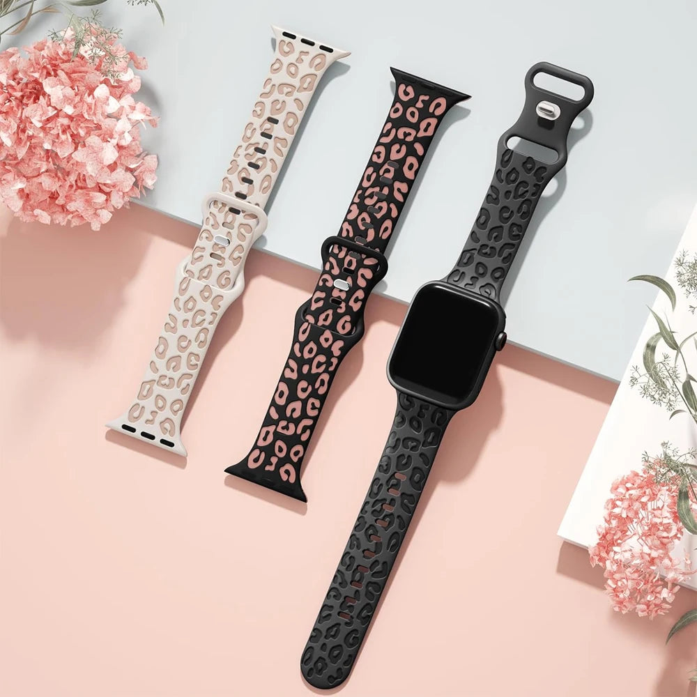 Pulseira para Apple Watch Leopard de Silicone VND